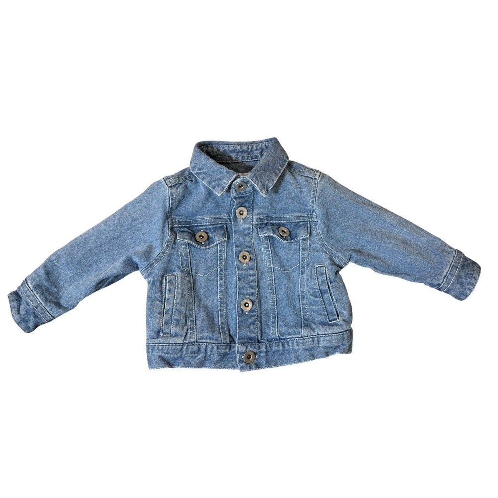 RuggedButts Denim Jacket 12-18M Light Wash Blue Button Front
